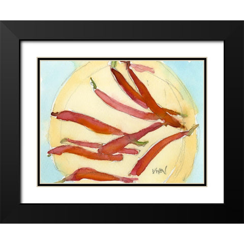 Peppers on a Plate I Black Modern Wood Framed Art Print with Double Matting by Dixon, Samuel