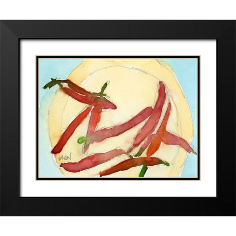 Peppers on a Plate II Black Modern Wood Framed Art Print with Double Matting by Dixon, Samuel