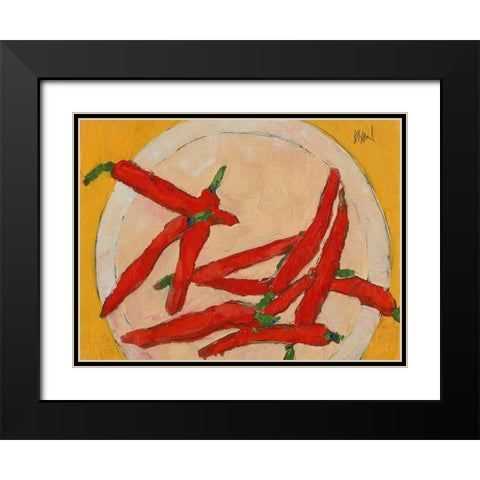 Peppers on a Plate III Black Modern Wood Framed Art Print with Double Matting by Dixon, Samuel