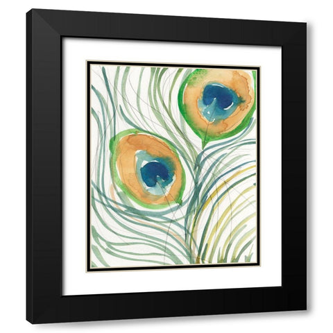 Peacock Abstract I Black Modern Wood Framed Art Print with Double Matting by Dixon, Samuel