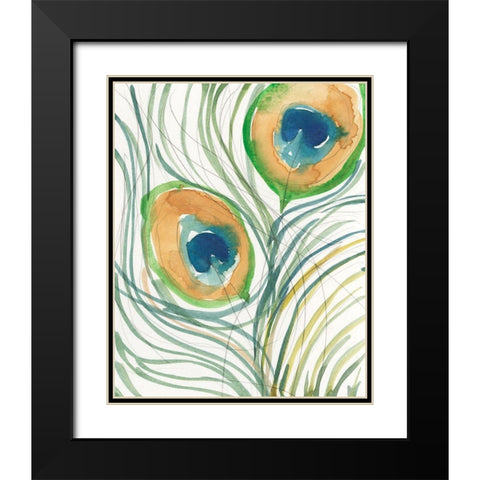 Peacock Abstract I Black Modern Wood Framed Art Print with Double Matting by Dixon, Samuel