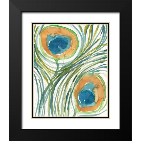 Peacock Abstract II Black Modern Wood Framed Art Print with Double Matting by Dixon, Samuel