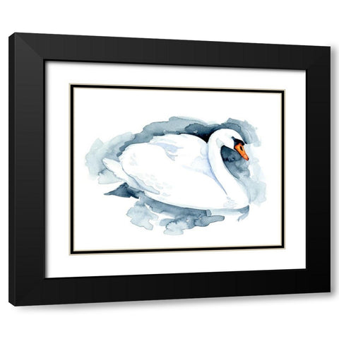 Silverlake Swan I Black Modern Wood Framed Art Print with Double Matting by Green, Jacob