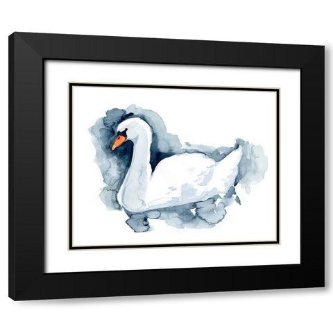 Silverlake Swan II Black Modern Wood Framed Art Print with Double Matting by Green, Jacob