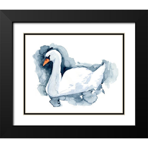 Silverlake Swan II Black Modern Wood Framed Art Print with Double Matting by Green, Jacob