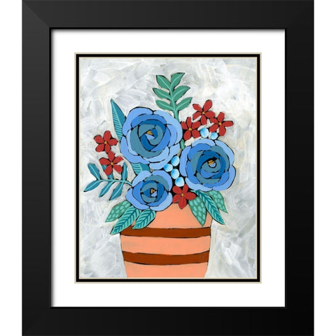 Bleu Blume I Black Modern Wood Framed Art Print with Double Matting by Moore, Regina