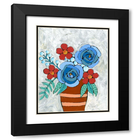 Bleu Blume II Black Modern Wood Framed Art Print with Double Matting by Moore, Regina