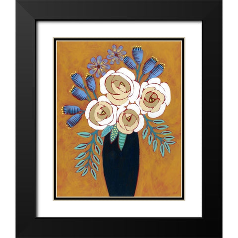 Neutral Blume I Black Modern Wood Framed Art Print with Double Matting by Moore, Regina