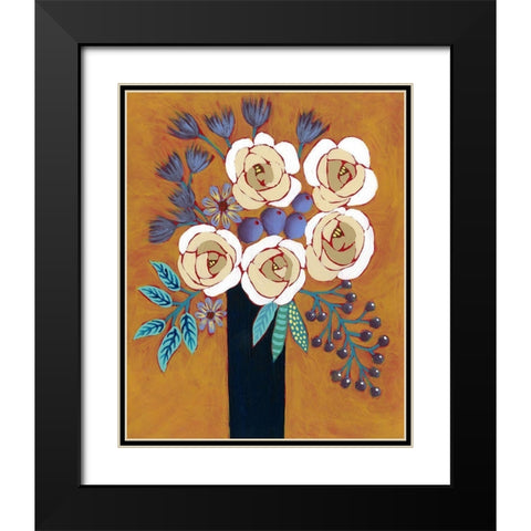 Neutral Blume II Black Modern Wood Framed Art Print with Double Matting by Moore, Regina