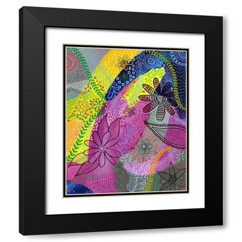 Chaotic I Black Modern Wood Framed Art Print with Double Matting by Moore, Regina