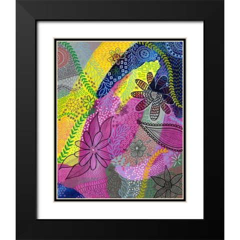 Chaotic I Black Modern Wood Framed Art Print with Double Matting by Moore, Regina