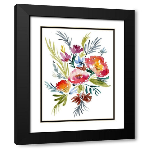 Jeweled Bouquet II Black Modern Wood Framed Art Print with Double Matting by Goldberger, Jennifer