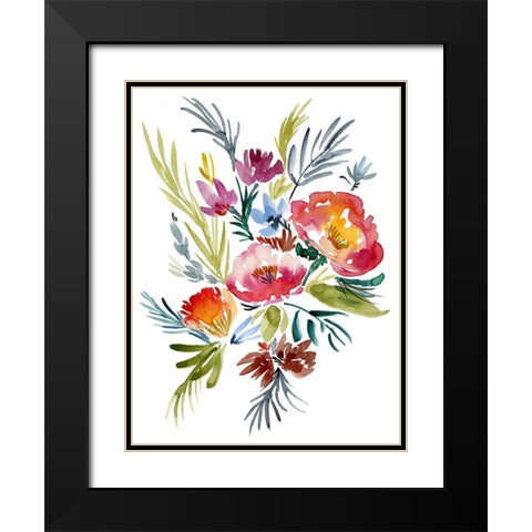 Jeweled Bouquet II Black Modern Wood Framed Art Print with Double Matting by Goldberger, Jennifer
