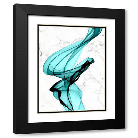 Teal Ribbons I Black Modern Wood Framed Art Print with Double Matting by Orlov, Irena