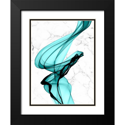 Teal Ribbons I Black Modern Wood Framed Art Print with Double Matting by Orlov, Irena