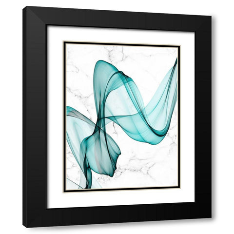 Teal Ribbons III Black Modern Wood Framed Art Print with Double Matting by Orlov, Irena