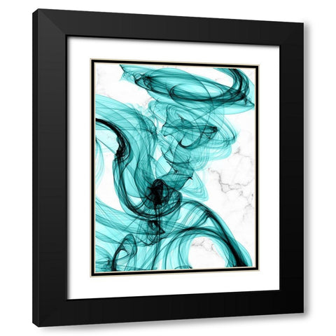 Teal Ribbons IV Black Modern Wood Framed Art Print with Double Matting by Orlov, Irena