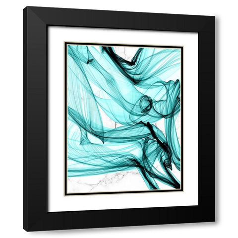 Teal Ribbons V Black Modern Wood Framed Art Print with Double Matting by Orlov, Irena