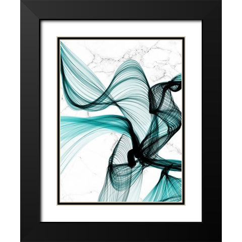 Teal Ribbons VIII Black Modern Wood Framed Art Print with Double Matting by Orlov, Irena
