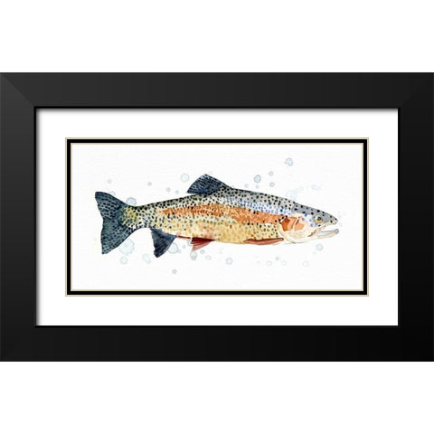 Watercolor Rainbow Trout I Black Modern Wood Framed Art Print with Double Matting by Caroline, Emma