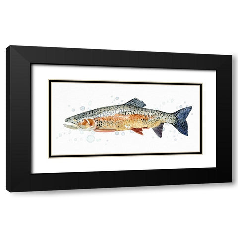 Watercolor Rainbow Trout II Black Modern Wood Framed Art Print with Double Matting by Caroline, Emma