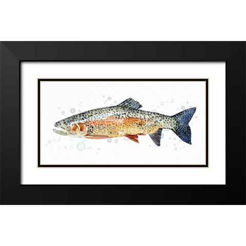 Watercolor Rainbow Trout II Black Modern Wood Framed Art Print with Double Matting by Caroline, Emma