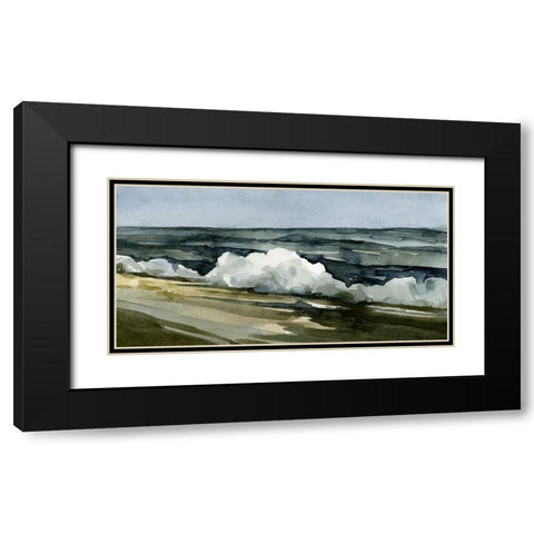 Loose Watercolor Waves I Black Modern Wood Framed Art Print with Double Matting by Caroline, Emma