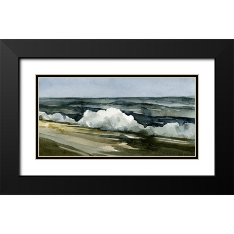 Loose Watercolor Waves I Black Modern Wood Framed Art Print with Double Matting by Caroline, Emma