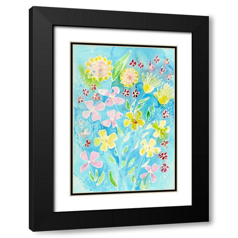 Snappy Floral II Black Modern Wood Framed Art Print with Double Matting by Moore, Regina
