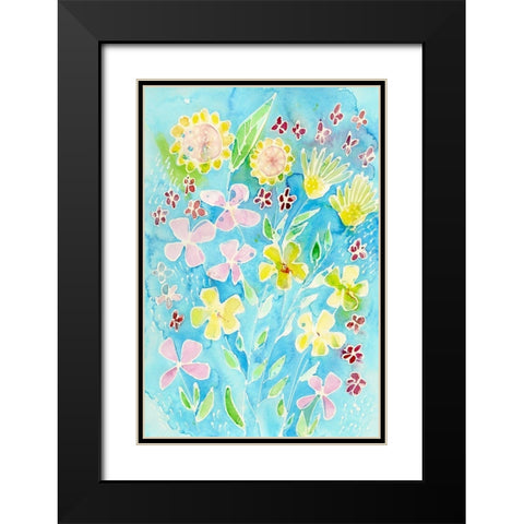 Snappy Floral II Black Modern Wood Framed Art Print with Double Matting by Moore, Regina