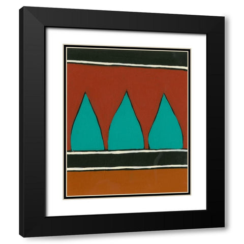 Rust and Teal Patterns II Black Modern Wood Framed Art Print with Double Matting by Moore, Regina