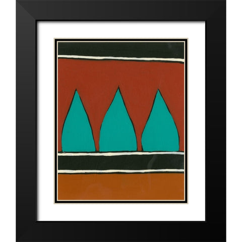 Rust and Teal Patterns II Black Modern Wood Framed Art Print with Double Matting by Moore, Regina