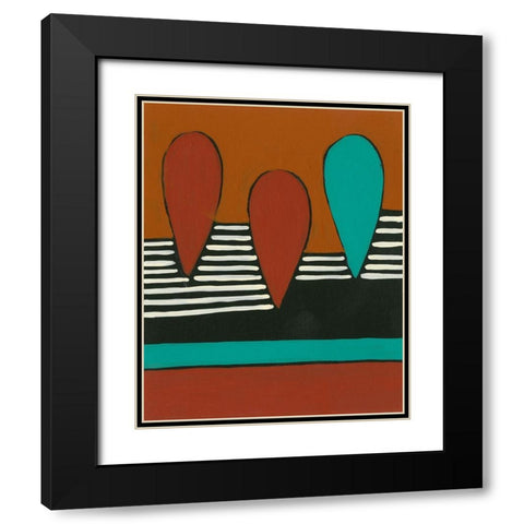Rust and Teal Patterns X Black Modern Wood Framed Art Print with Double Matting by Moore, Regina