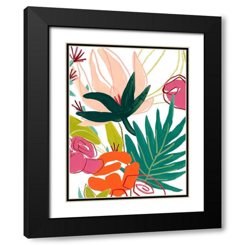 Tropical Confetti I Black Modern Wood Framed Art Print with Double Matting by Vess, June Erica