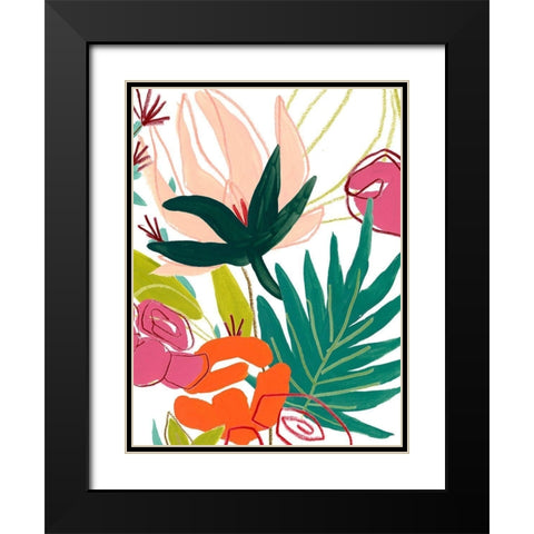 Tropical Confetti I Black Modern Wood Framed Art Print with Double Matting by Vess, June Erica