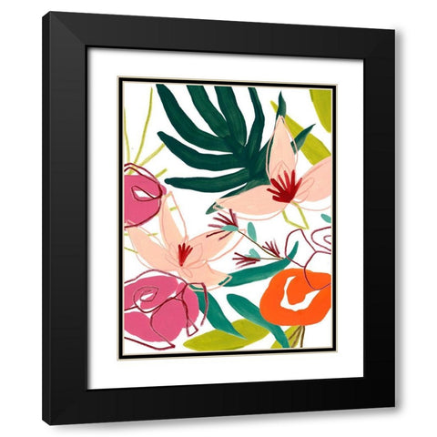 Tropical Confetti II Black Modern Wood Framed Art Print with Double Matting by Vess, June Erica