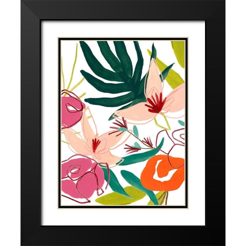 Tropical Confetti II Black Modern Wood Framed Art Print with Double Matting by Vess, June Erica