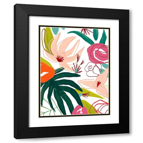 Tropical Confetti III Black Modern Wood Framed Art Print with Double Matting by Vess, June Erica