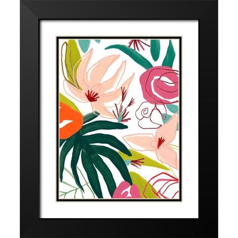 Tropical Confetti III Black Modern Wood Framed Art Print with Double Matting by Vess, June Erica