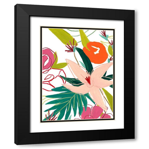 Tropical Confetti IV Black Modern Wood Framed Art Print with Double Matting by Vess, June Erica