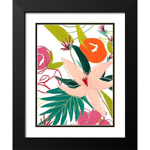 Tropical Confetti IV Black Modern Wood Framed Art Print with Double Matting by Vess, June Erica