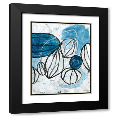 Blue Lanterns II Black Modern Wood Framed Art Print with Double Matting by Vess, June Erica