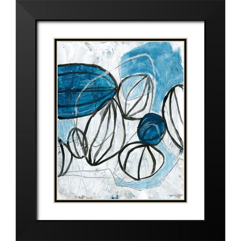 Blue Lanterns II Black Modern Wood Framed Art Print with Double Matting by Vess, June Erica