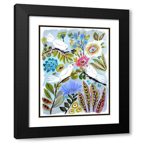 Bird Love I Black Modern Wood Framed Art Print with Double Matting by Fields, Karen