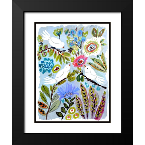 Bird Love I Black Modern Wood Framed Art Print with Double Matting by Fields, Karen