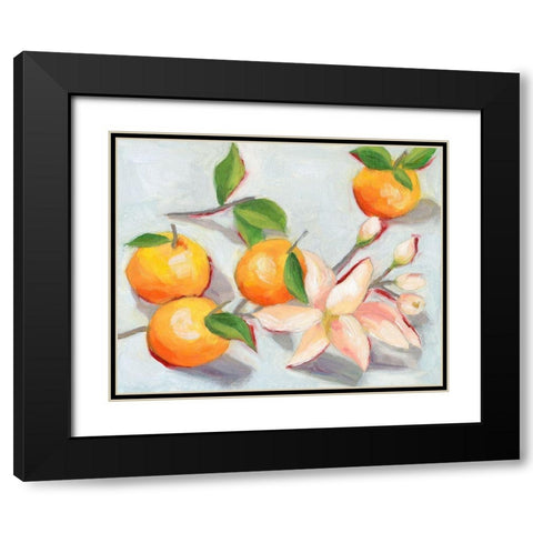 Tangerine Blossoms I Black Modern Wood Framed Art Print with Double Matting by Wang, Melissa