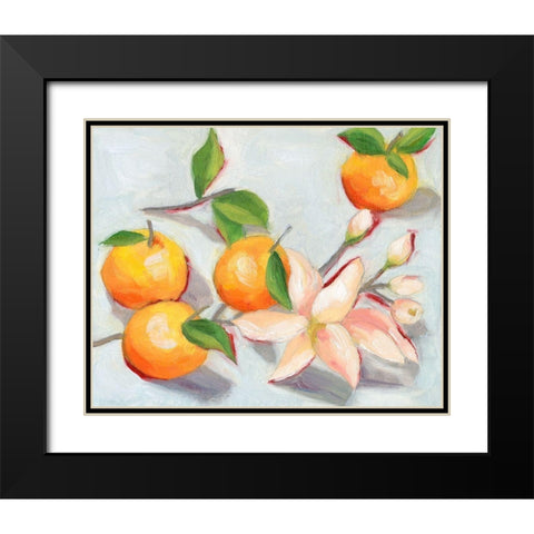 Tangerine Blossoms I Black Modern Wood Framed Art Print with Double Matting by Wang, Melissa