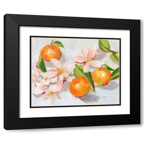 Tangerine Blossoms II Black Modern Wood Framed Art Print with Double Matting by Wang, Melissa