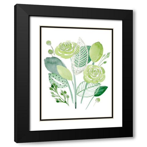 Green Portrait I Black Modern Wood Framed Art Print with Double Matting by Wang, Melissa