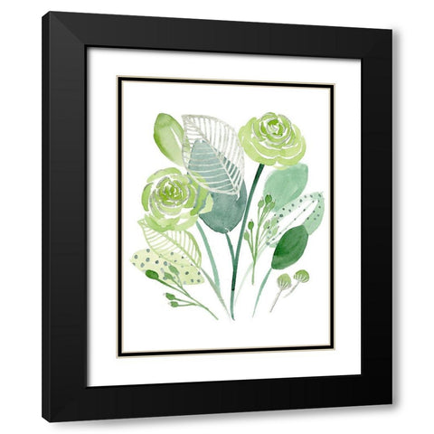 Green Portrait II Black Modern Wood Framed Art Print with Double Matting by Wang, Melissa